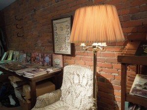 In the bookstore loft, self found a very cozy reading nook.